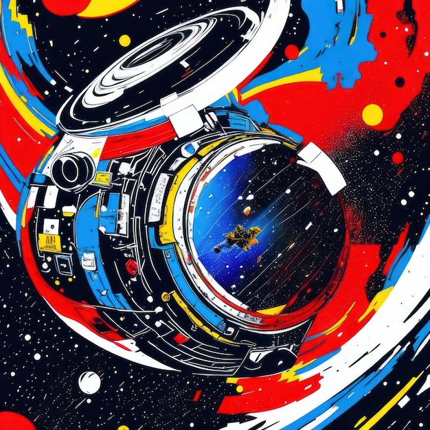 A colorful poster with the word space on it