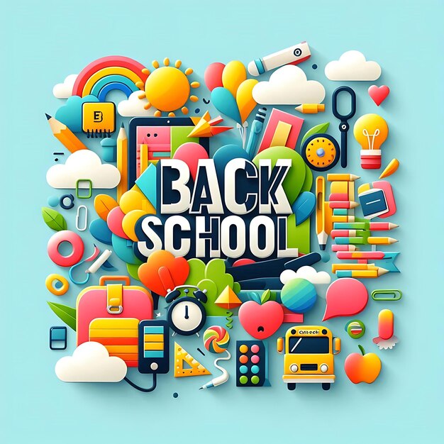 Photo a colorful poster with the words back back to school written on it