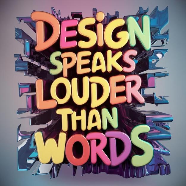 Photo a colorful poster with the words design speaks louder than words about words design