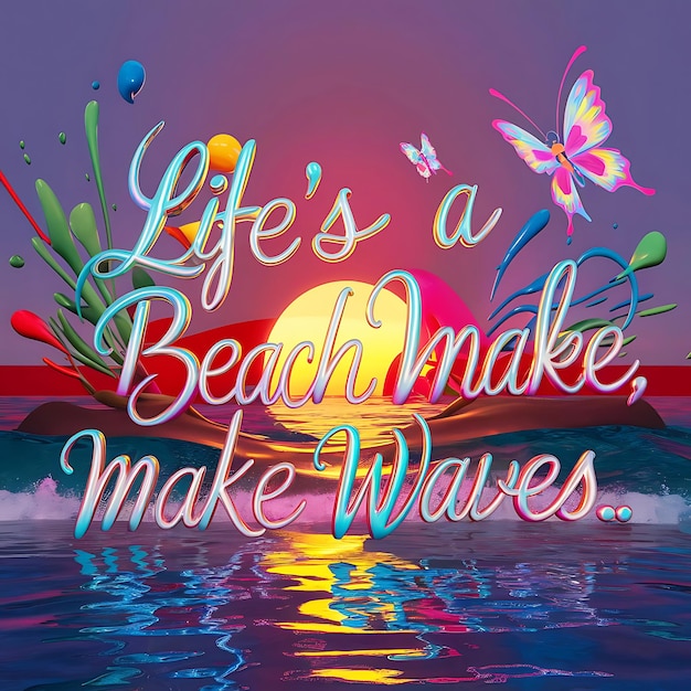 a colorful poster with the words lifes beach make waves