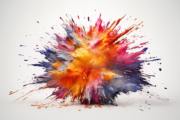 Photo colorful powder burst against white backdrop