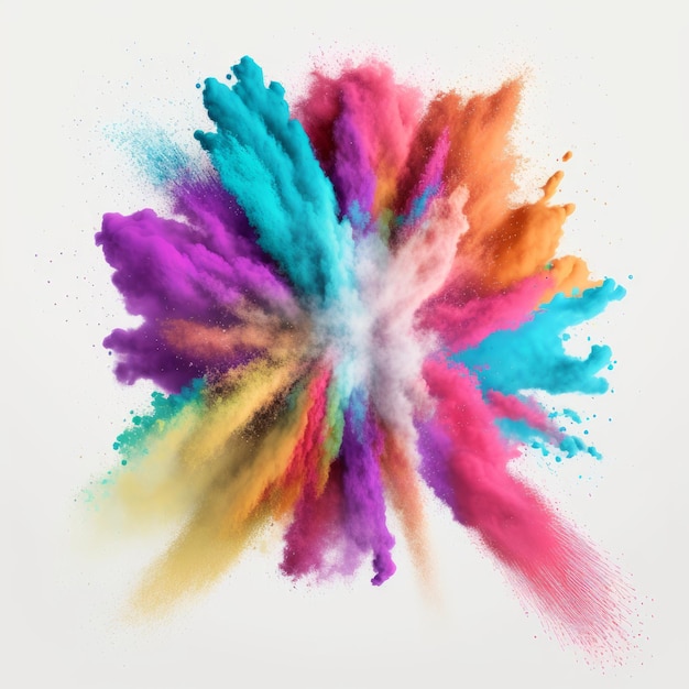 Colorful powder Color dust white Background Generative AI