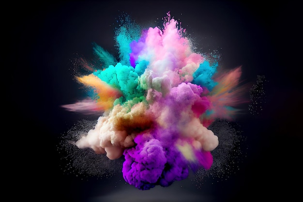 Colorful powder exploding Generative AI