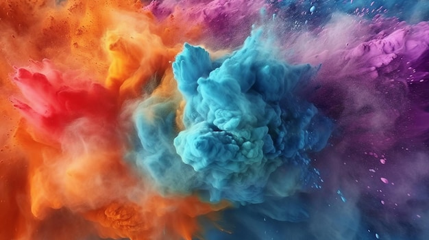 Colorful powder explosion abstract background Generative ai