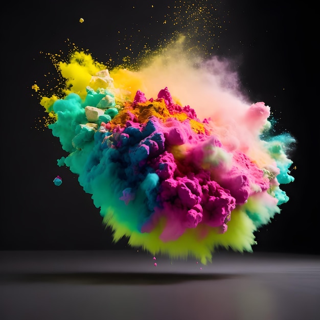 Colorful powder explosion in the air generative ai