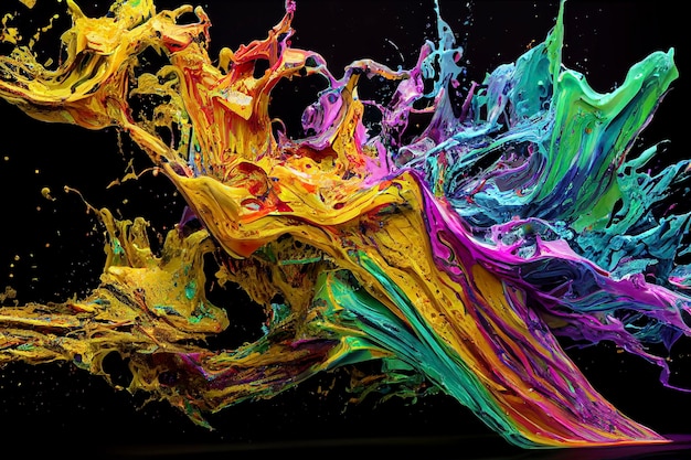 Colorful powder explosion on black background ART CGI