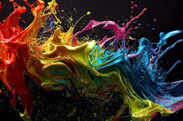 Colorful powder explosion on black background ART CGI