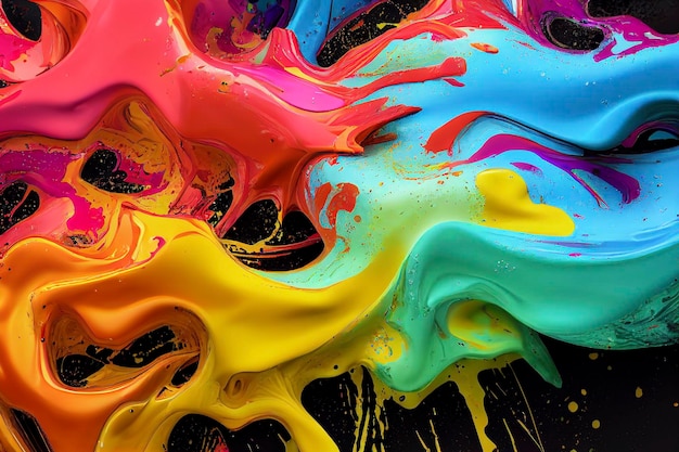 Colorful powder explosion on black background ART CGI