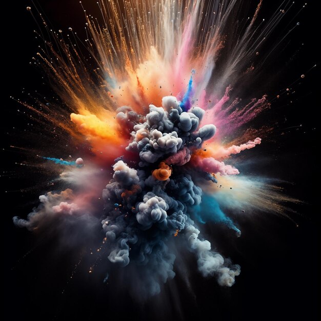 Colorful Powder explosion on black background