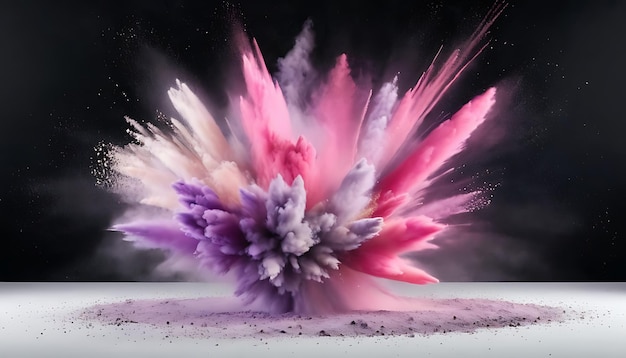 Photo colorful powder explosion on black background