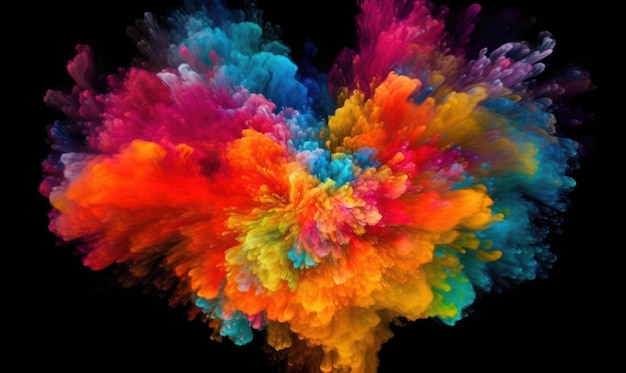 Colorful powder explosion on a black background