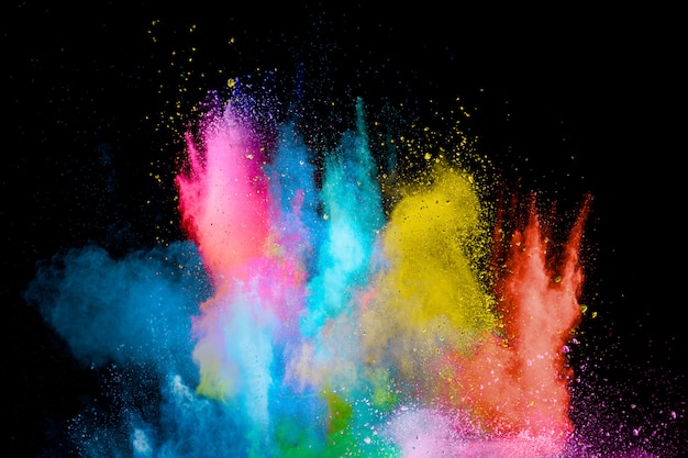 Colorful powder explosion in the dark