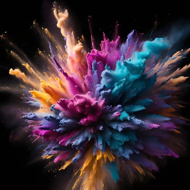 A colorful powder explosion holi background