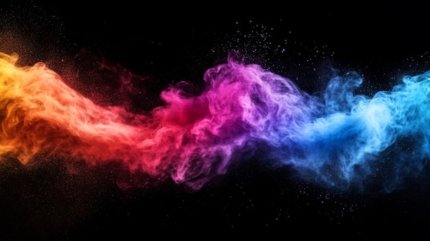 Colorful powder explosion isolated on black background