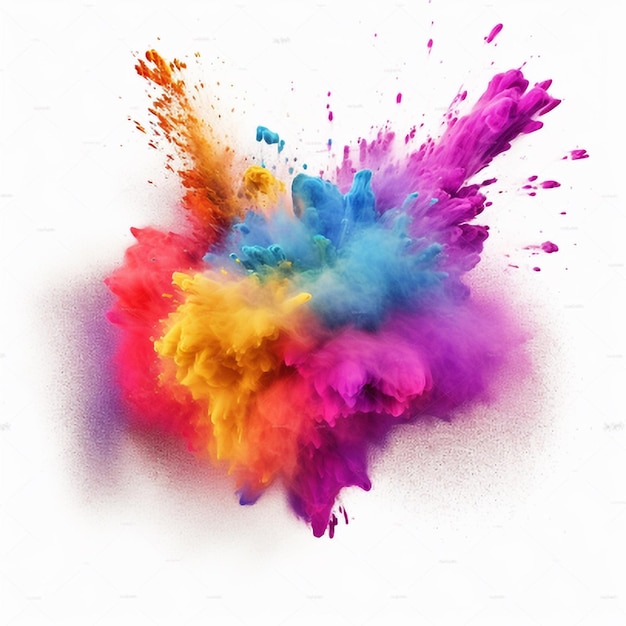 Colorful powder explosion isolated on white background