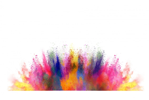 Colorful powder explosion on white background