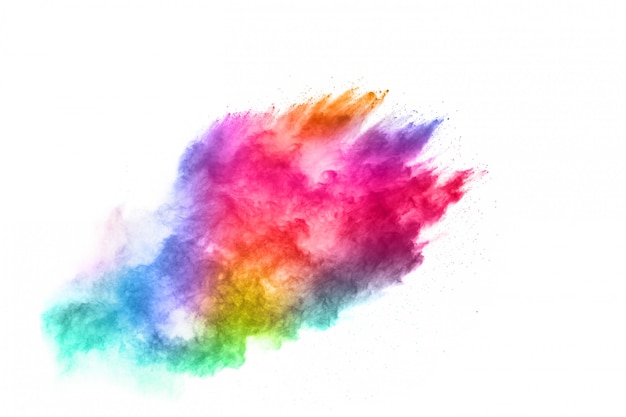 Colorful powder explosion on white background.  