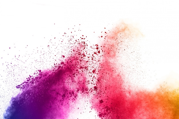 Colorful powder explosion on white background