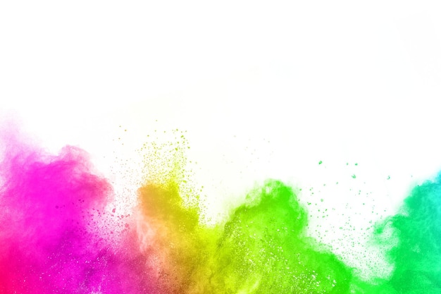 Colorful powder explosion on white background