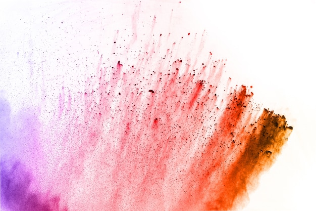 Colorful powder explosion on white background.