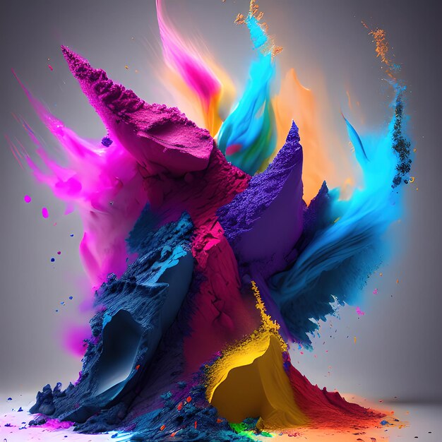 Colorful powder mix splash with dark background