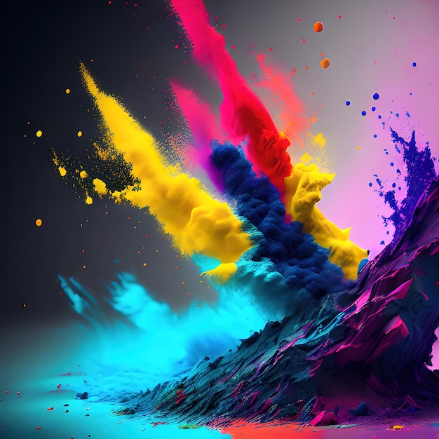 Colorful powder mix splash with dark background