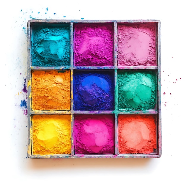 Photo colorful powder palette for holi festival