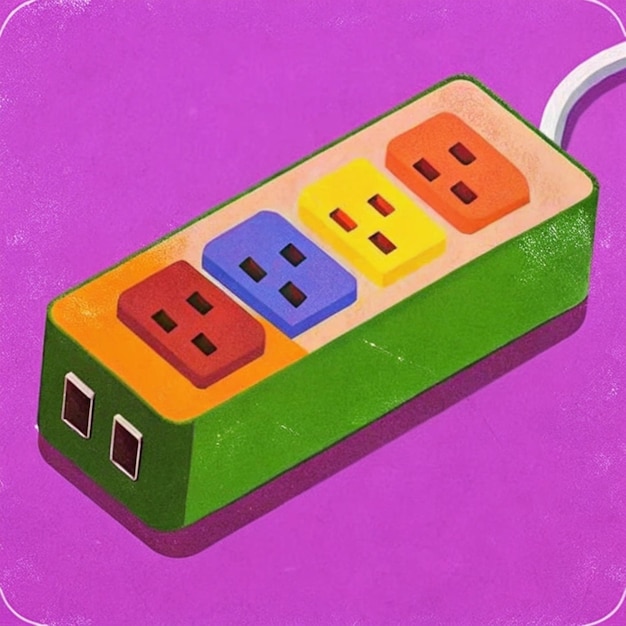 a colorful power strip with the word power on it