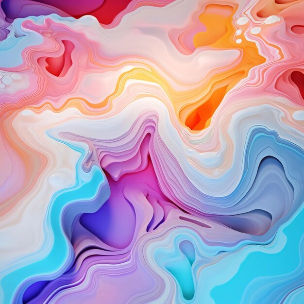 Colorful psychedelic liquefied background Abstract design 3d rendering