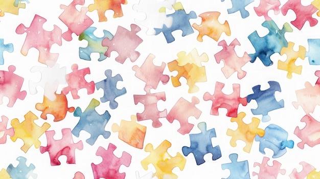 Photo colorful puzzle pieces pattern illustration