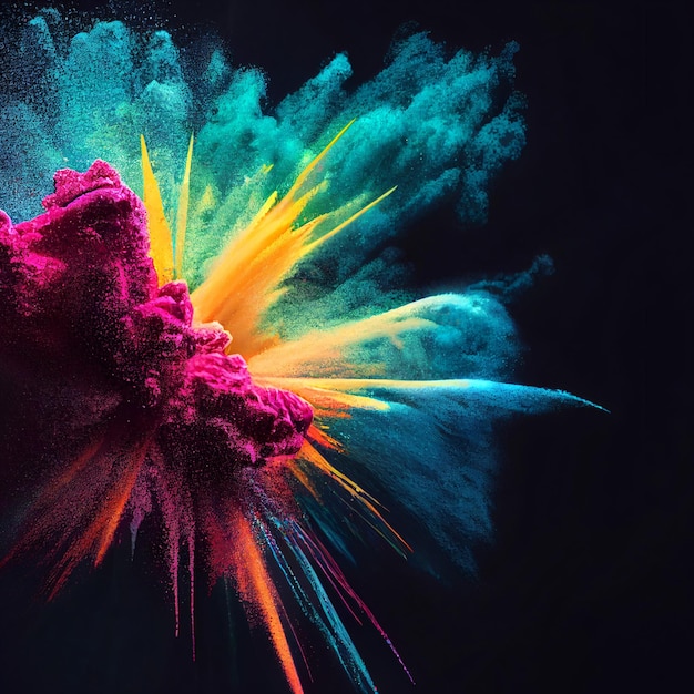 Colorful pwoder explosion on dark background