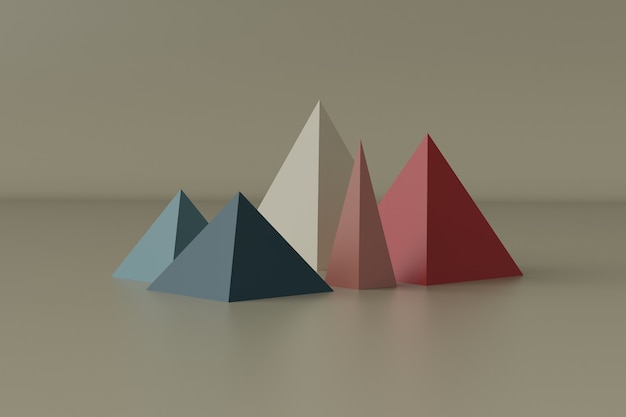 Colorful pyramids isolated on beige