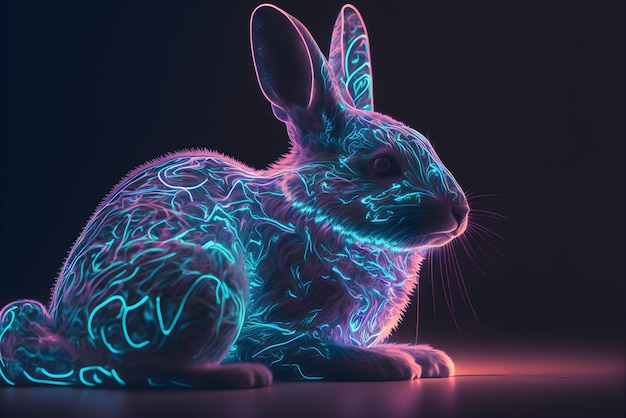 Colorful rabbiit neon light