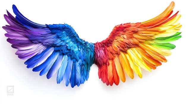 Photo colorful rainbow angel wings realistic