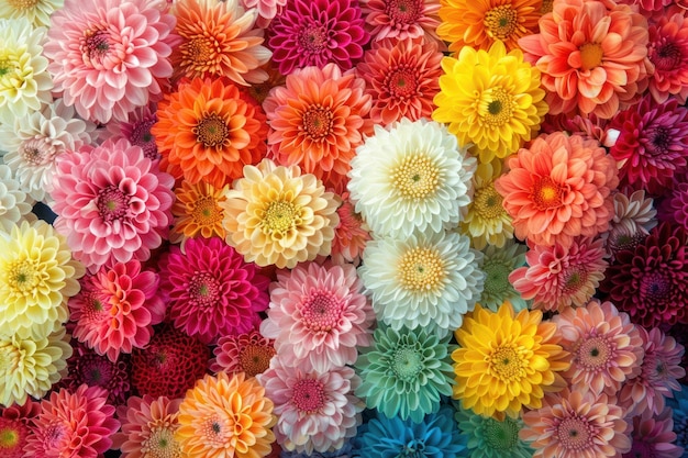 Colorful rainbow Chrysanthemum flower asteraceae outdoors