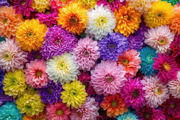 Colorful rainbow Chrysanthemum flower asteraceae outdoors