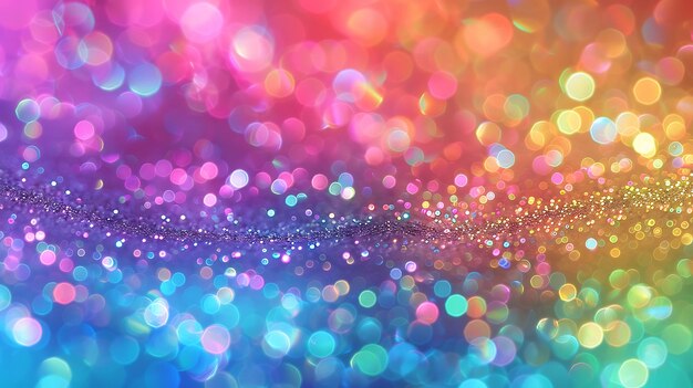 Photo a colorful rainbow glitter background with multicolored sparkles blending seamlessly perfect