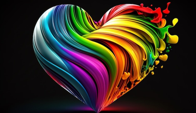 Colorful Rainbow Heart Generative AI