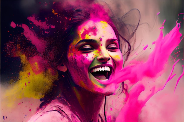 Colorful rainbow holi ai generated art