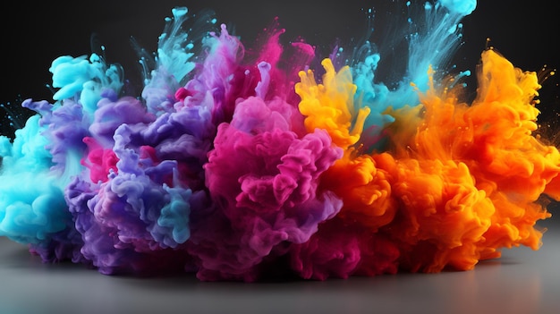 colorful rainbow holi paint color powder explosion isolated white wide panorama background