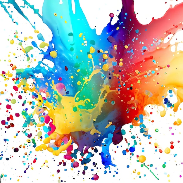 Colorful rainbow holi paint color powder explosion isolated white wide panorama background