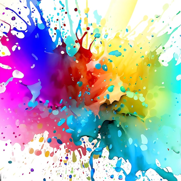 Colorful rainbow holi paint color powder explosion isolated white wide panorama background