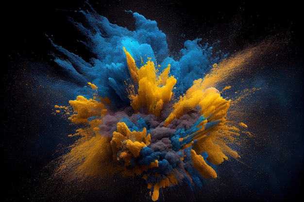 Colorful rainbow holi paint powder explosion on black background illustration