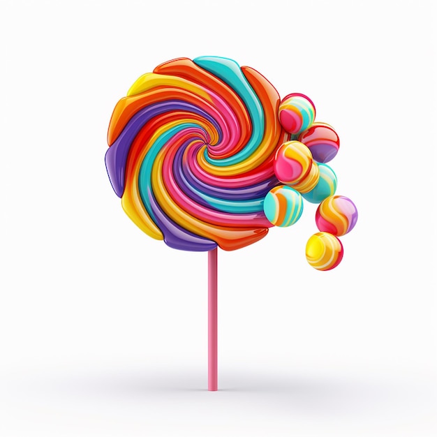 Colorful rainbow lollipop sweet hard candy on stick