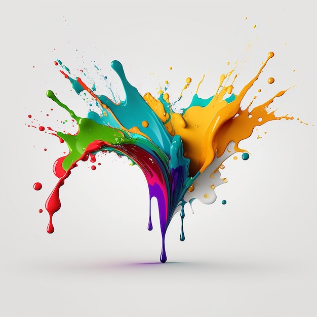 Colorful rainbow paint splash explosion of colored powder on white background Generative AI