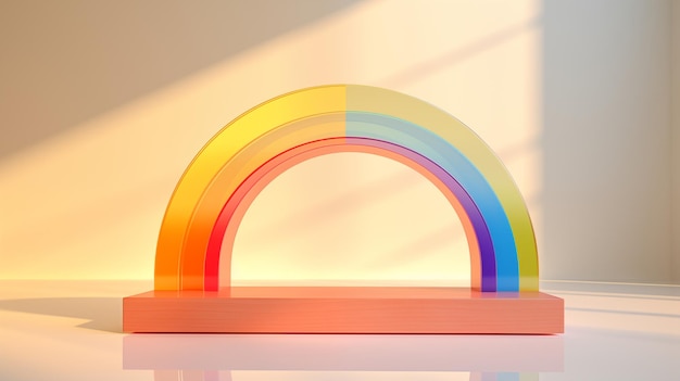 Photo colorful rainbow podium for display product natural light