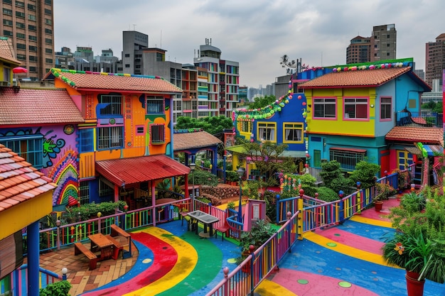 Colorful Rainbow Village Homes In Taichung City Taiwan