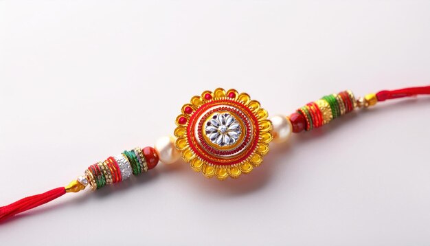 Photo colorful rakhi design for raksha bandhan celebration on gray backdrop