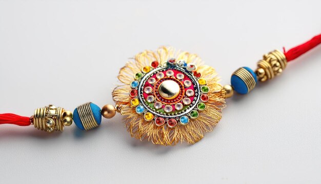 Photo colorful rakhi design for raksha bandhan celebration on gray backdrop