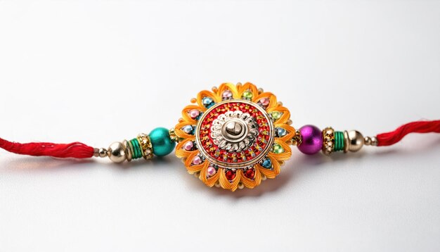 Photo colorful rakhi design for raksha bandhan celebration on gray backdrop